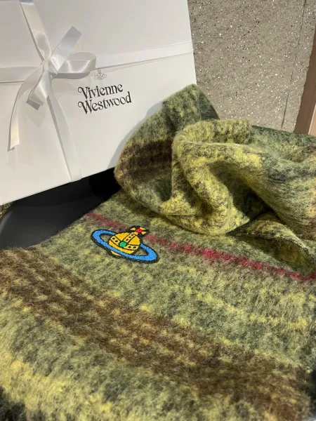 Vivienne Westwood Orb Logo Wool Blend Scarf Multicolor Scarves - 23