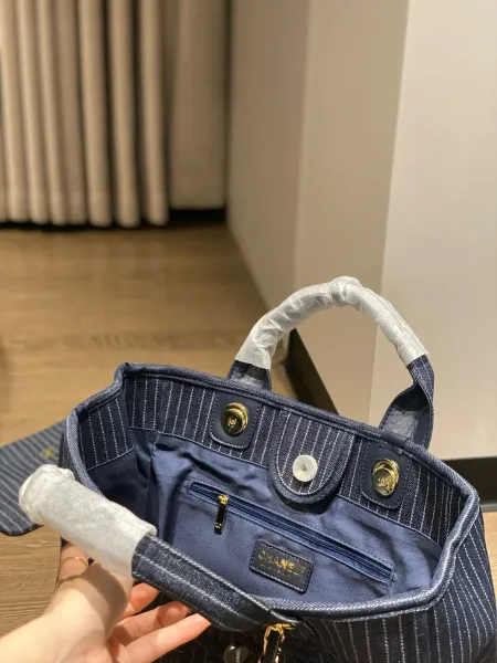 Chanel Deauville Tote Bag White Canvas with Black Logo - 72