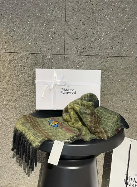Vivienne Westwood Orb Logo Wool Blend Scarf Multicolor Scarves - 21