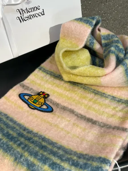 Vivienne Westwood Orb Logo Wool Blend Scarf Multicolor Scarves - 27
