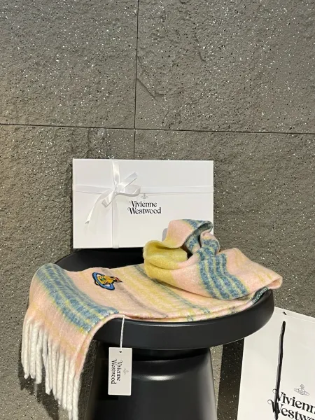 Vivienne Westwood Orb Logo Wool Blend Scarf Multicolor Scarves - 25