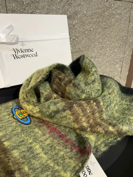 Vivienne Westwood Orb Logo Wool Blend Scarf Multicolor Scarves - 24