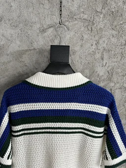 thumbnail for Woven blue striped short blouse