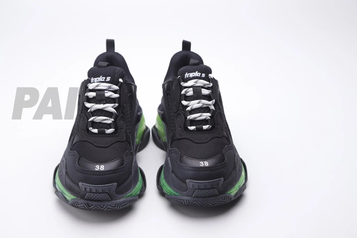 Balenciaga Triple S Black Green Unisex Chunky Sneakers