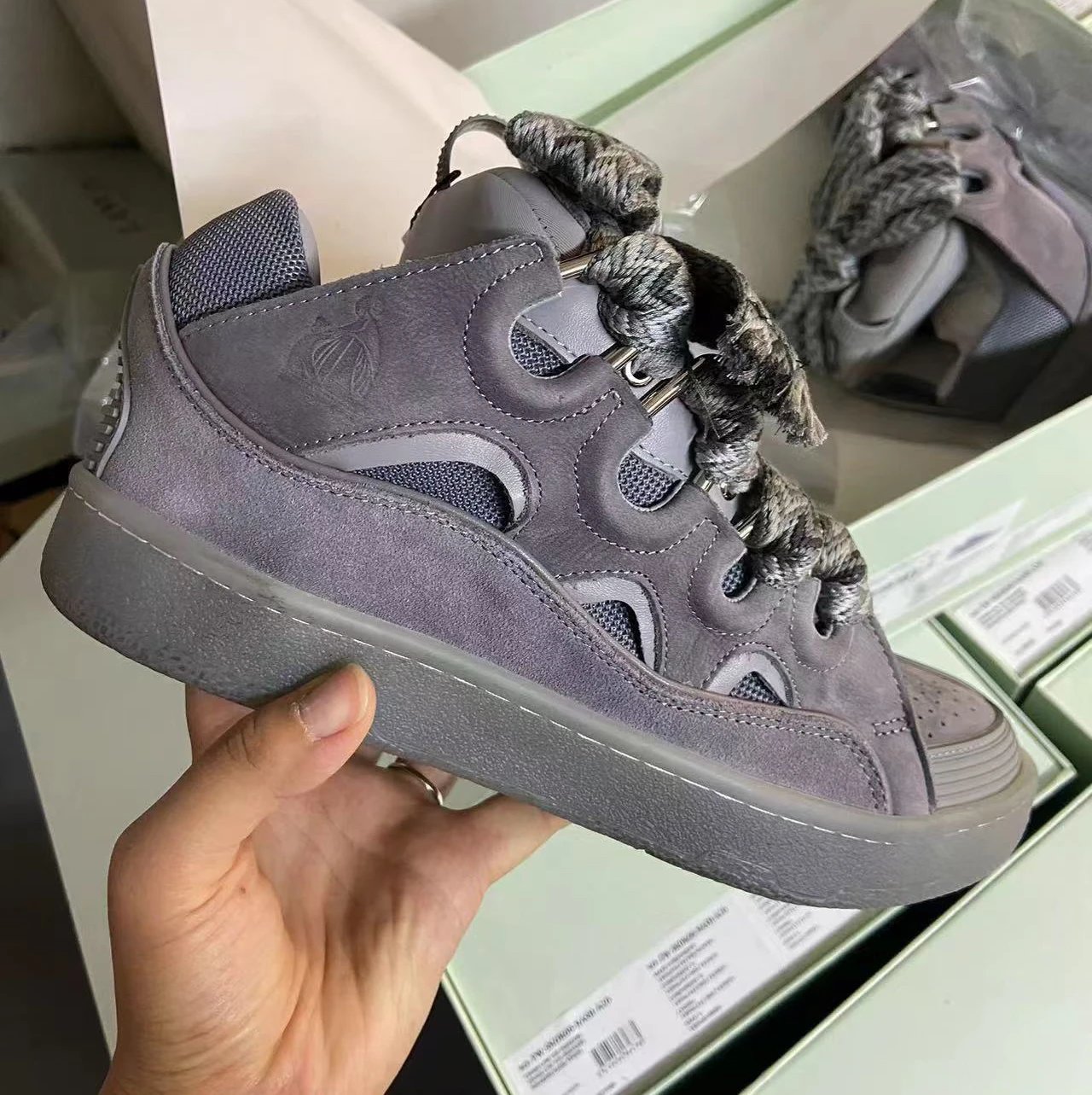 Lanvin Curb Suede Grey
