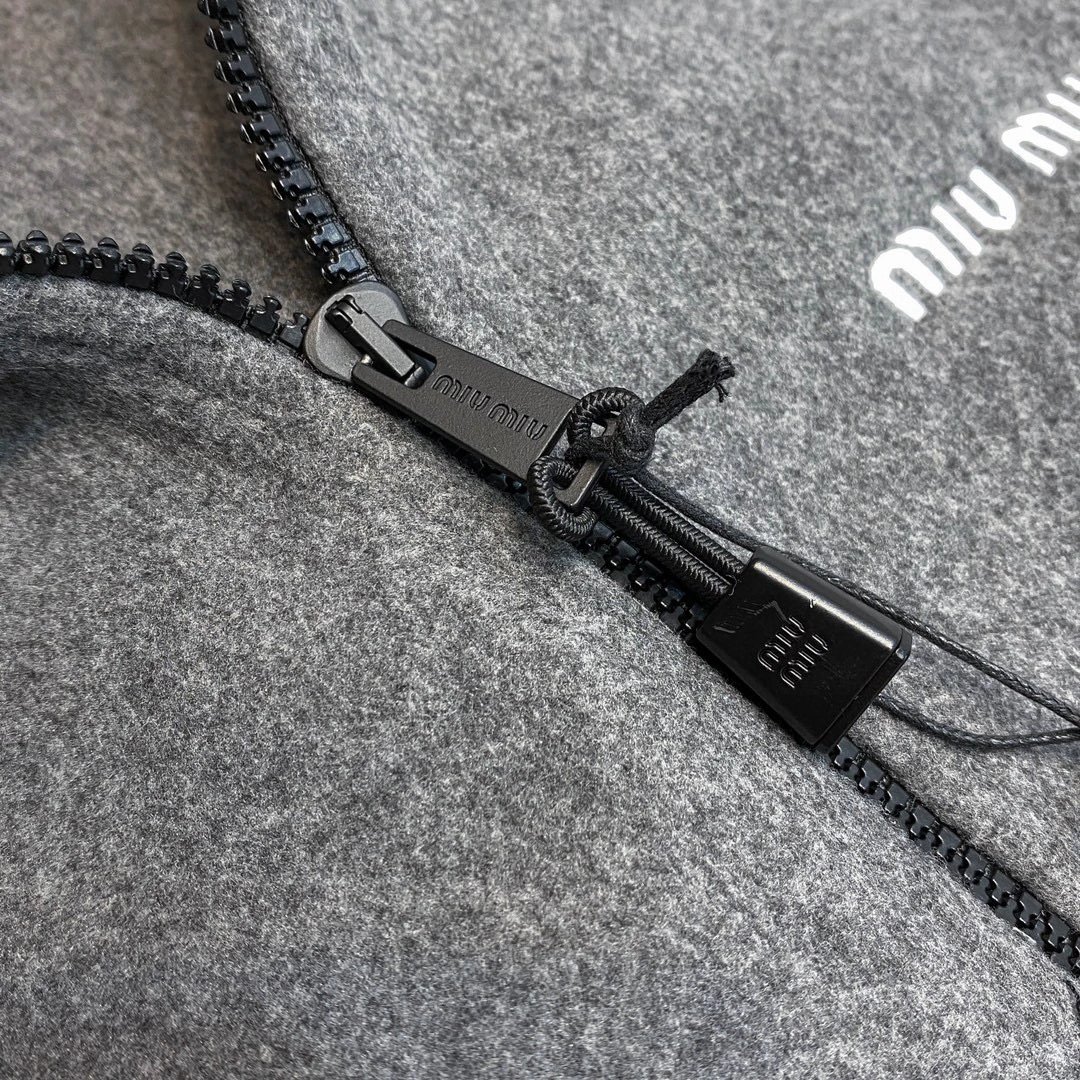 Miu Miu Fleece Zip-Up Jacket Black Outerwear - 28