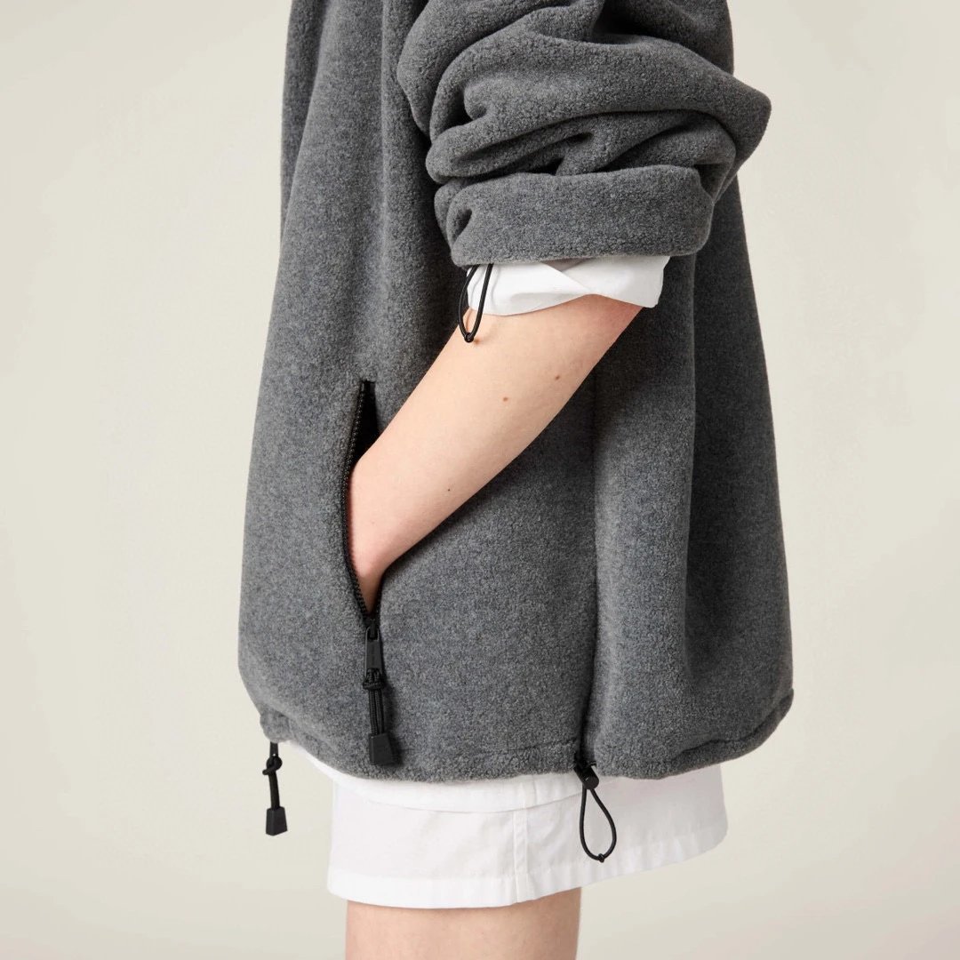 Miu Miu Fleece Zip-Up Jacket Black Outerwear - 16
