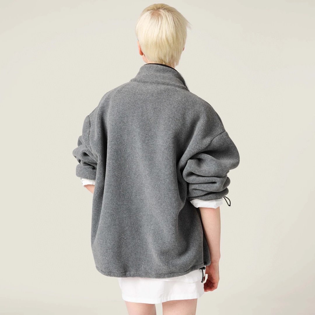 Miu Miu Fleece Zip-Up Jacket Black Outerwear - 15