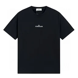 thumbnail for Stone Stone Island Summer New Black Cloudy Compass Print Pattern Short Sleeve T-Shirt]