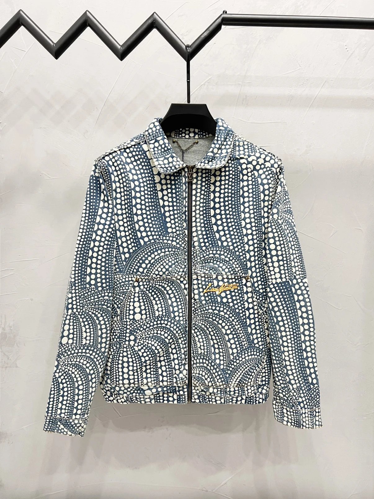 U White Polka Dot Denim Jacket
