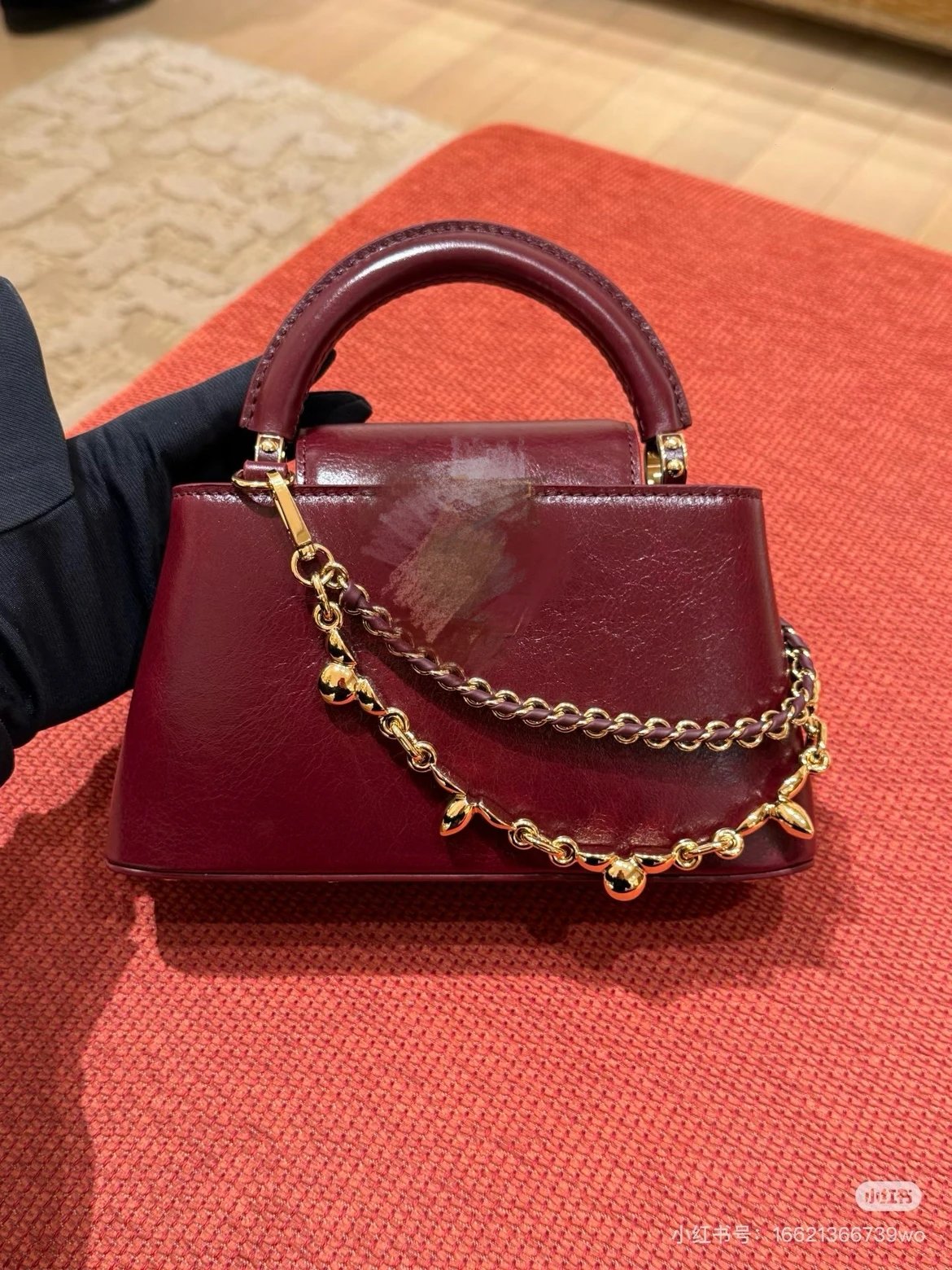 Luxury Capucines Handbag for Women | Premium Litchi Leather Chain Shoulder Bag | Elegant Top Handle Purse | Crossbody Bag | Wedding Bag | Oil Wax Leather | Classic Versatile Design | High-End Quality
