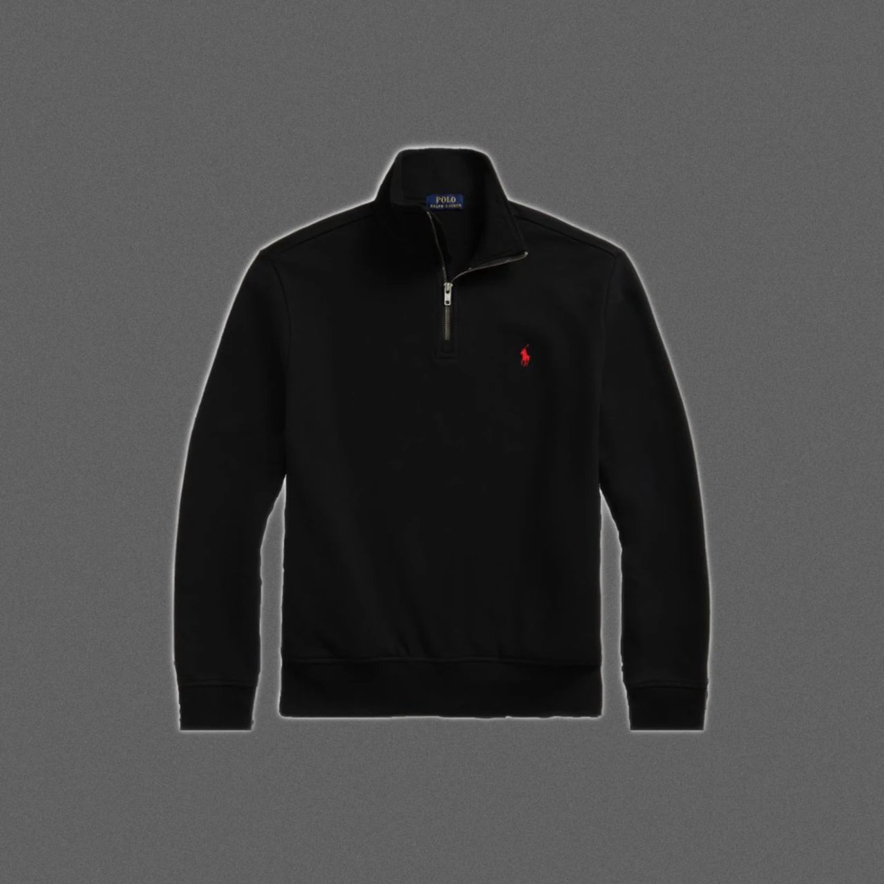 HFsMade Pony Embroidery Thin Velvet Half Zipper Hoodie Black