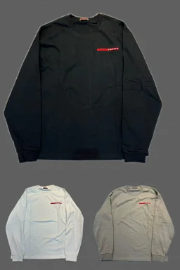 thumbnail for HFsMade three-tone red label embroidery lunarossa sport series round neck long sleeves