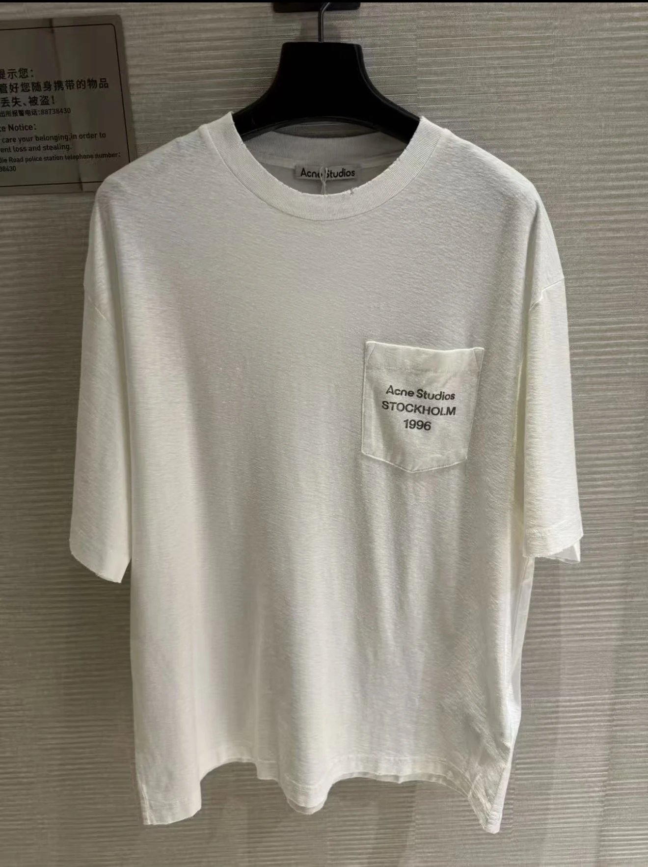 HFsMade Independent AC Pocket Short Sleeve T-shirt White Original Consistent 85% Cotton 15% Linen (No Distressing)