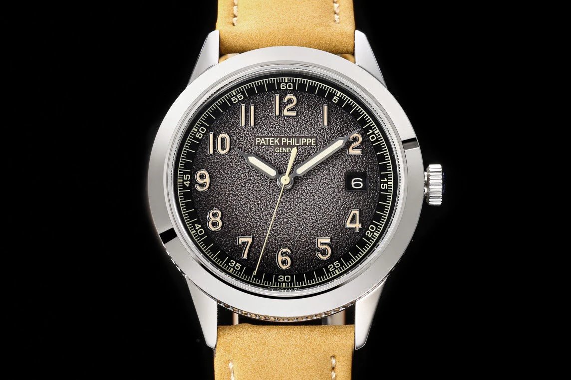 Patek Philippe Calatrava Pilot Travel Time Beige Leather Mechanical Watch Watches - 3