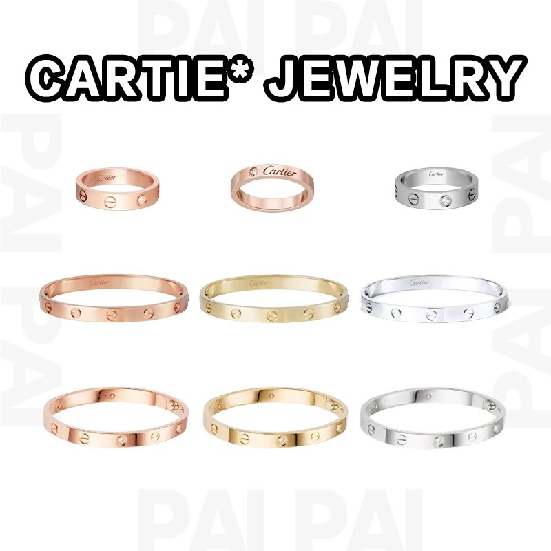 Cartier Love Ring Set in Rose Gold, Yellow Gold, and White Gold