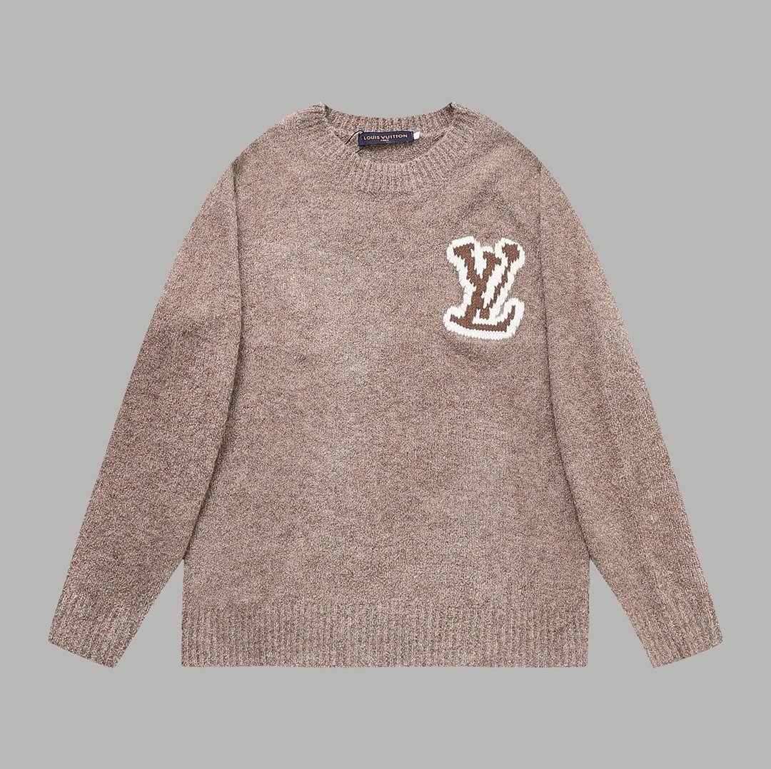 Louis Vuitton Knitwear Crewneck logo knit sweater — Black and white contrast