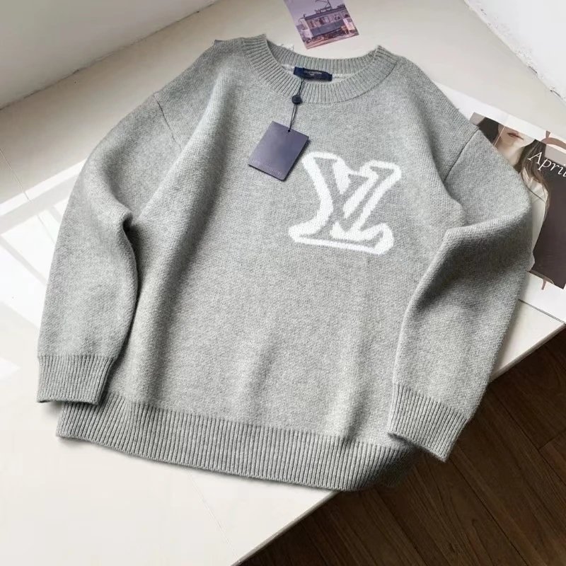Louis Vuitton Knitwear Crewneck logo knit sweater — Black and white contrast, dense