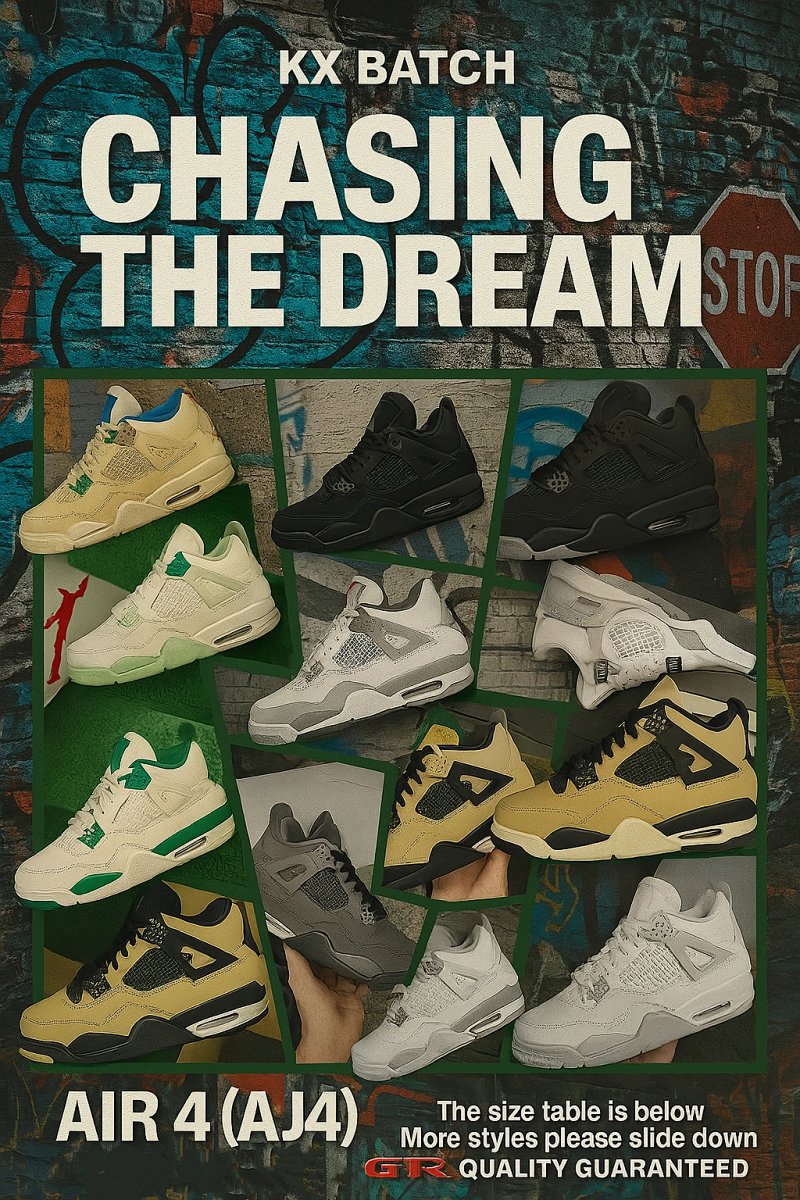 Jordan KX Batch Air 4 The Size Table Is Below More Styles Please Slide Down