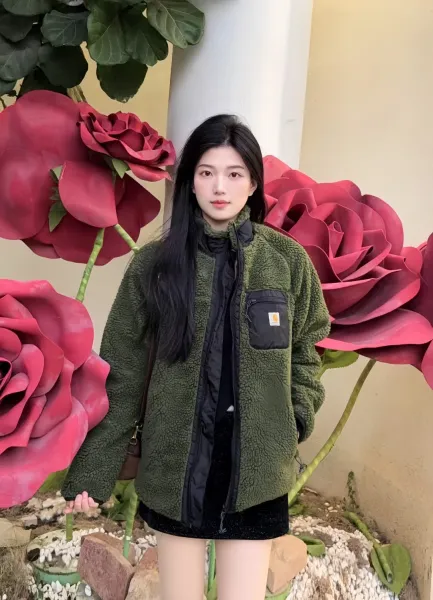 Carhartt WIP Cht 24Fw Small Logo Sherpa Fleece Jacket Black - 24