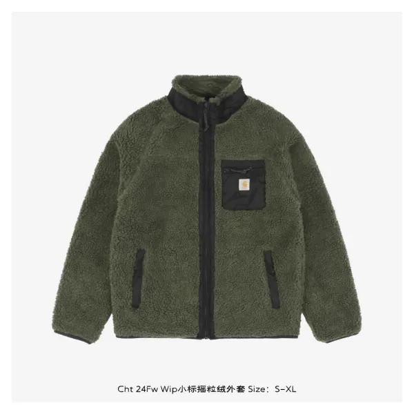 Carhartt WIP Cht 24Fw Small Logo Sherpa Fleece Jacket Black - 14