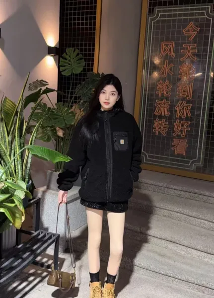 Carhartt WIP Cht 24Fw Small Logo Sherpa Fleece Jacket Black - 34
