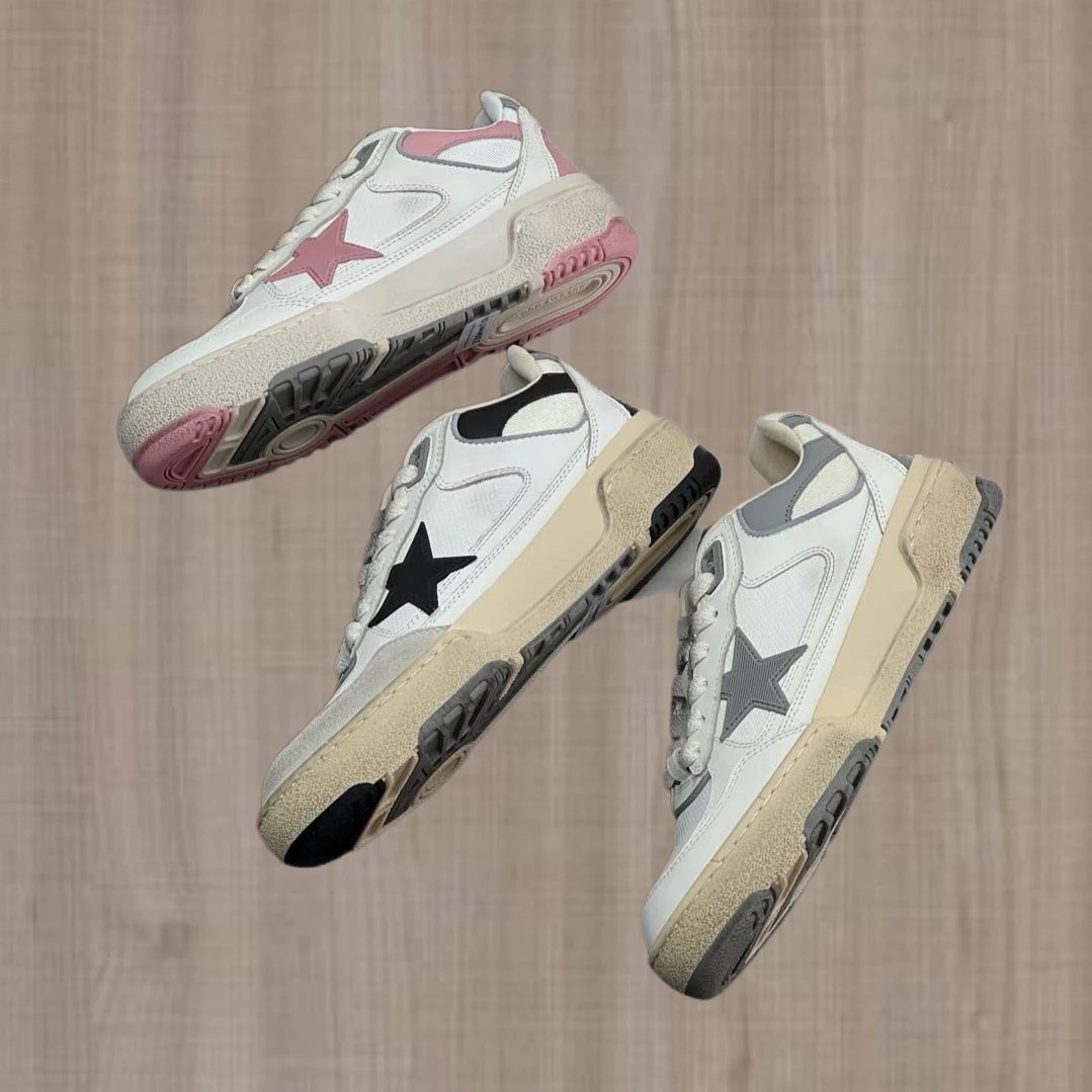 Golden Goose Women's Leather Thick Sole Distressed Star Sneakers