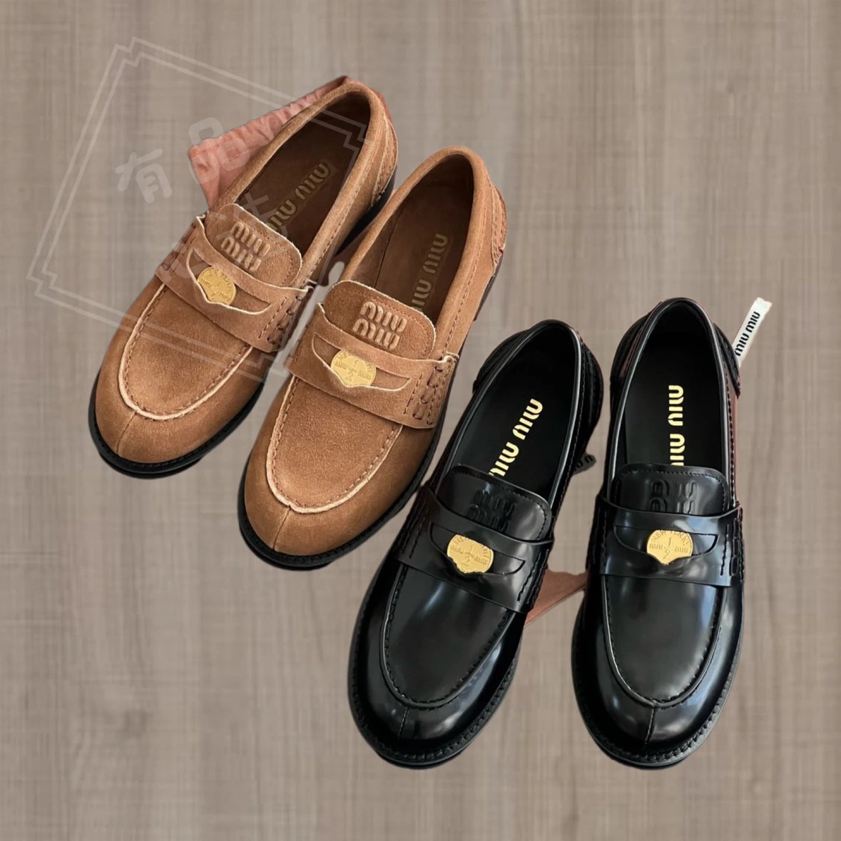 Miu Miu Women's Thick Sole Vintage Coin Leather Loafers