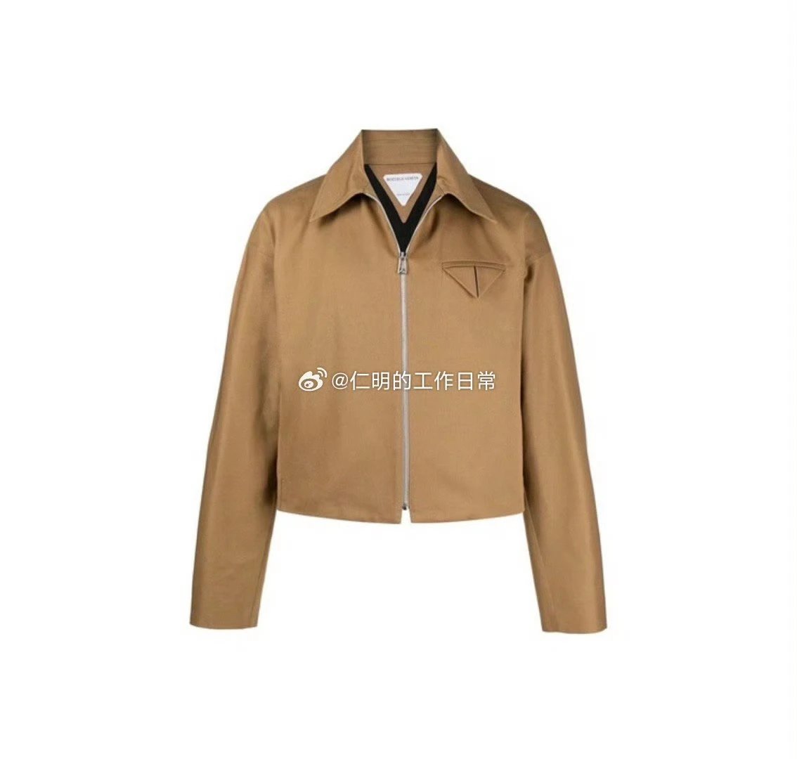 Bottega Veneta Cropped Caramel Zip Jacket — Boxy Cotton Twill 1