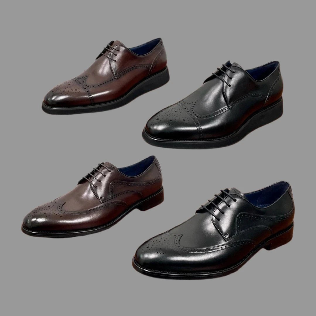 Balmain Men's Genuine Leather Brogue Derby Shoes