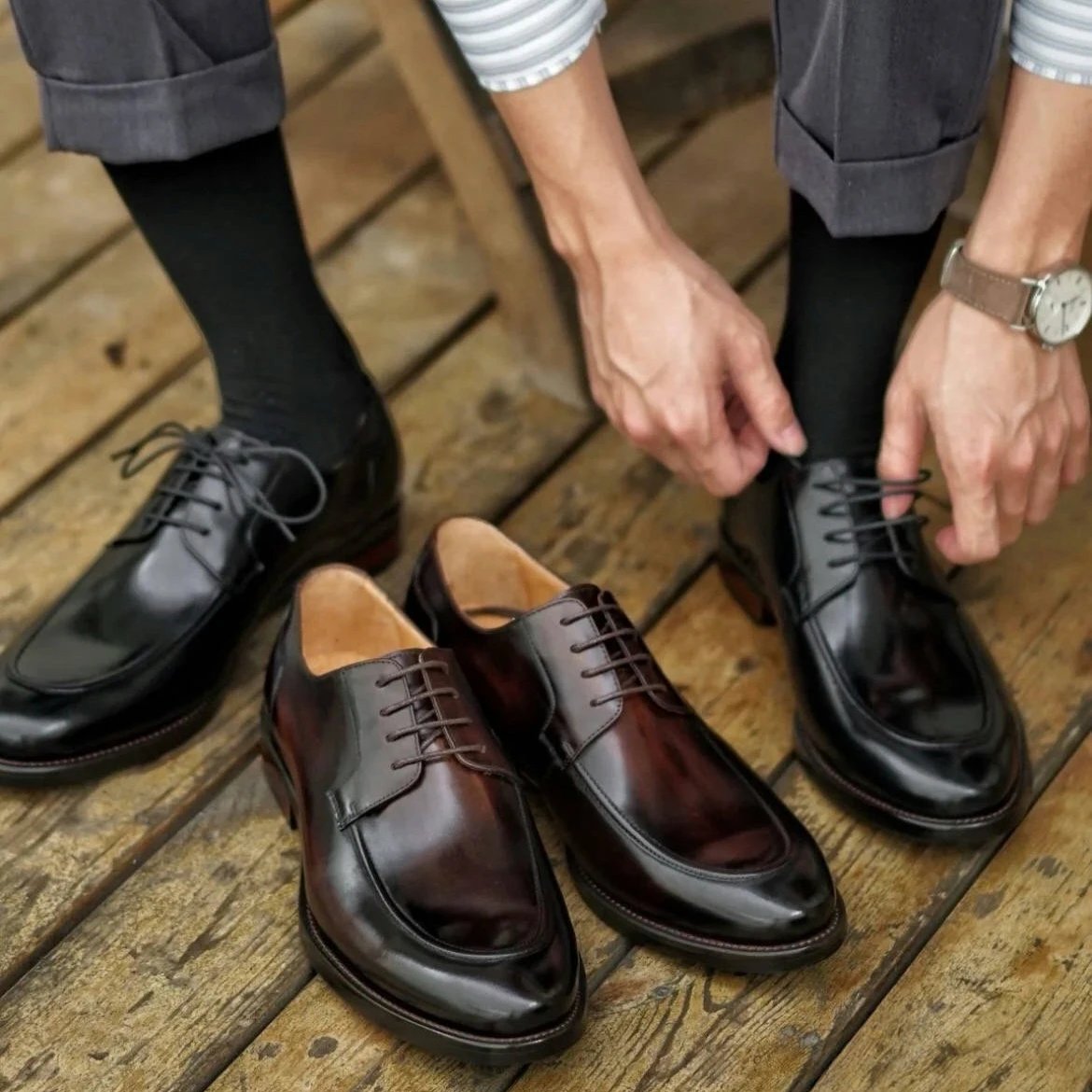 Salvatore Ferragamo Men's Leather Derby Shoes