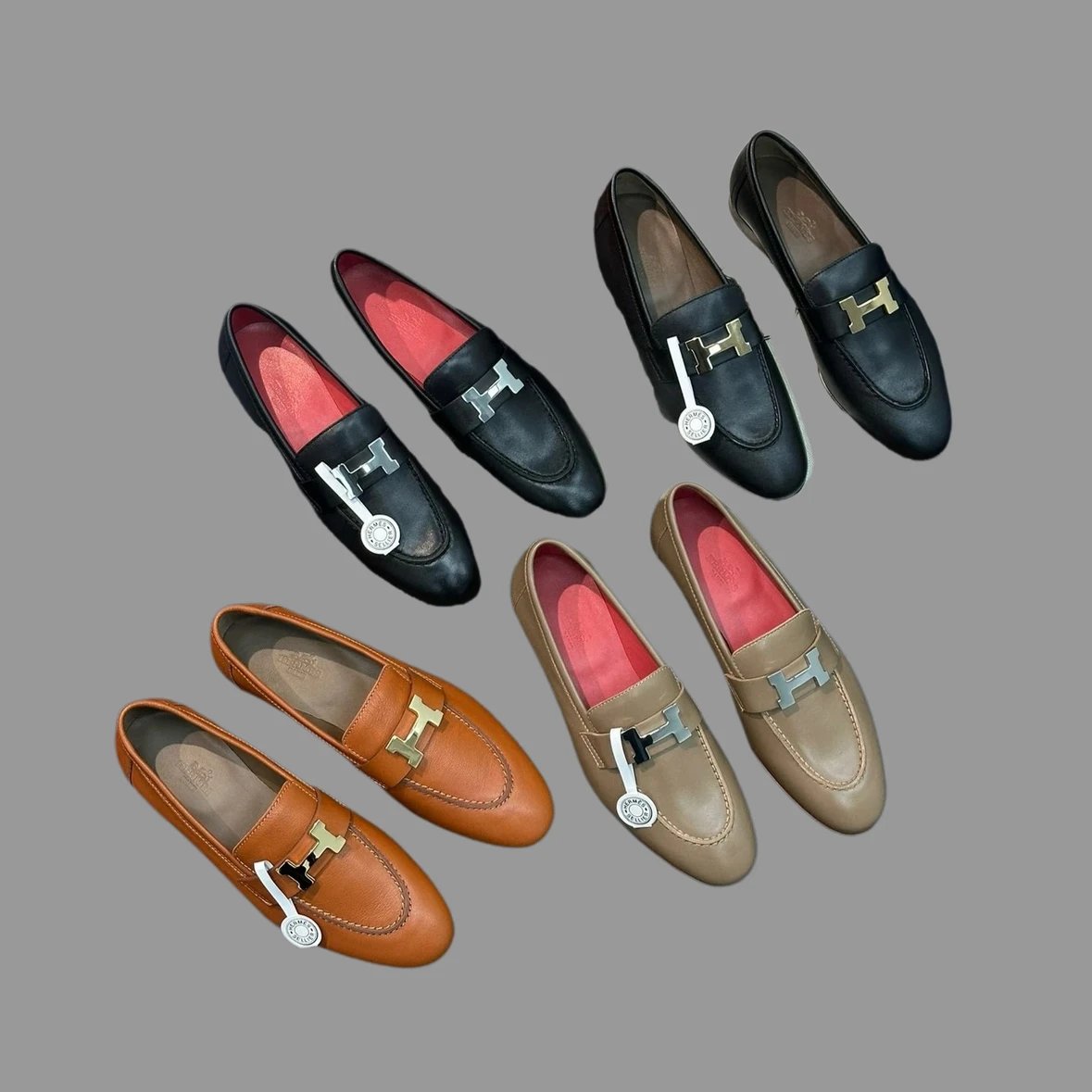 Hermes Women Leather Loafers 2025 Spring Flat Slip-On