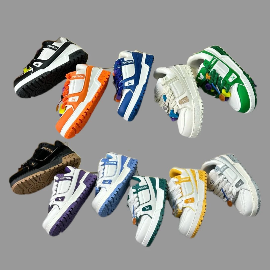 Louis Vuitton Trainer Thick Sole Leather Unisex Sneakers