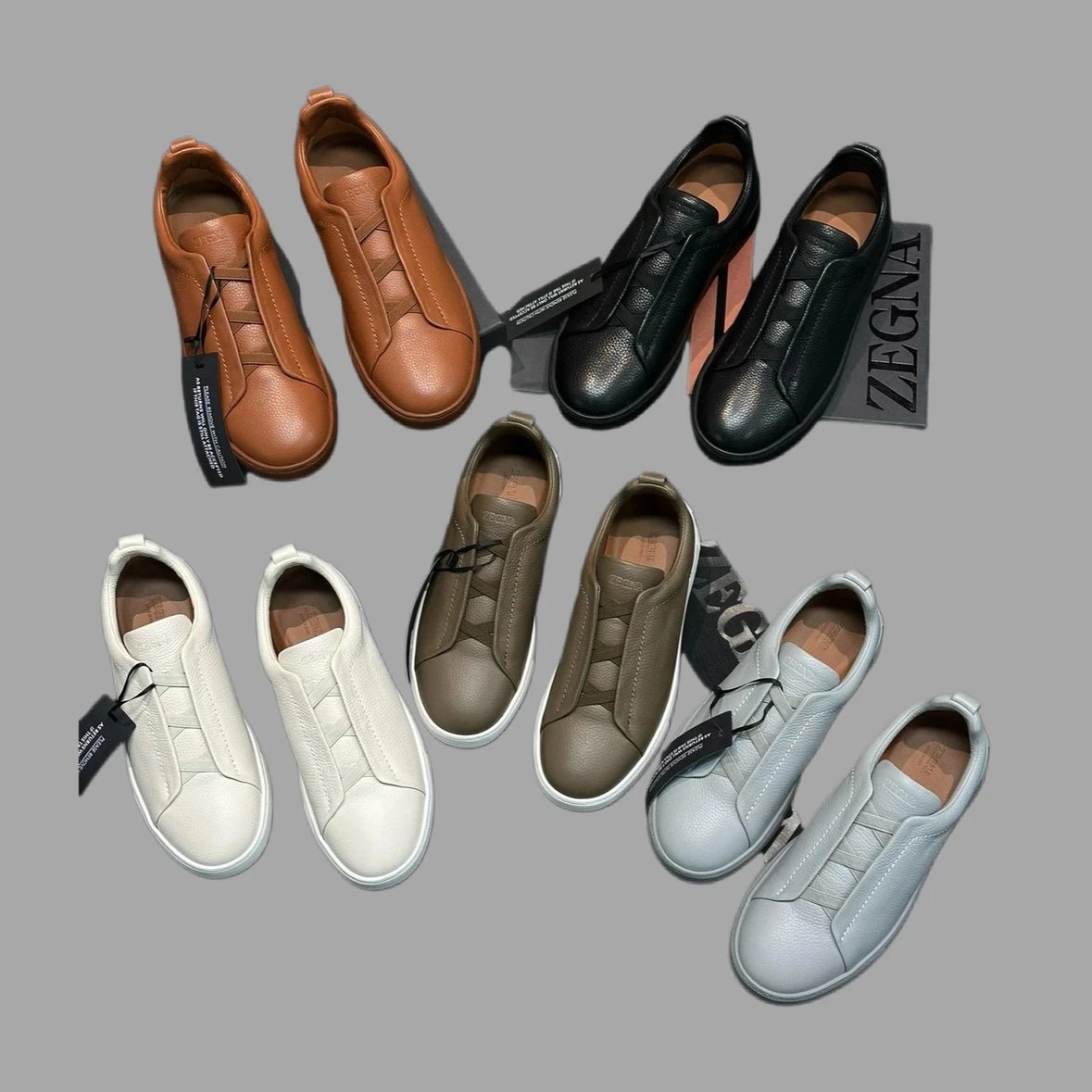 ZEGNA Triple Stitch Men's Leather Sneakers