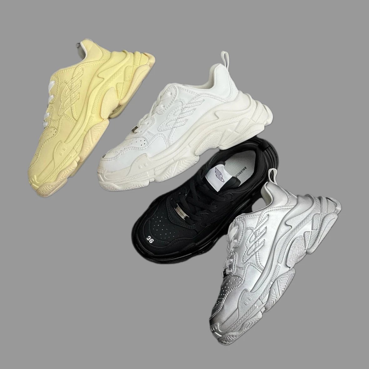 Balenciaga Women's Leather Chunky Sneakers