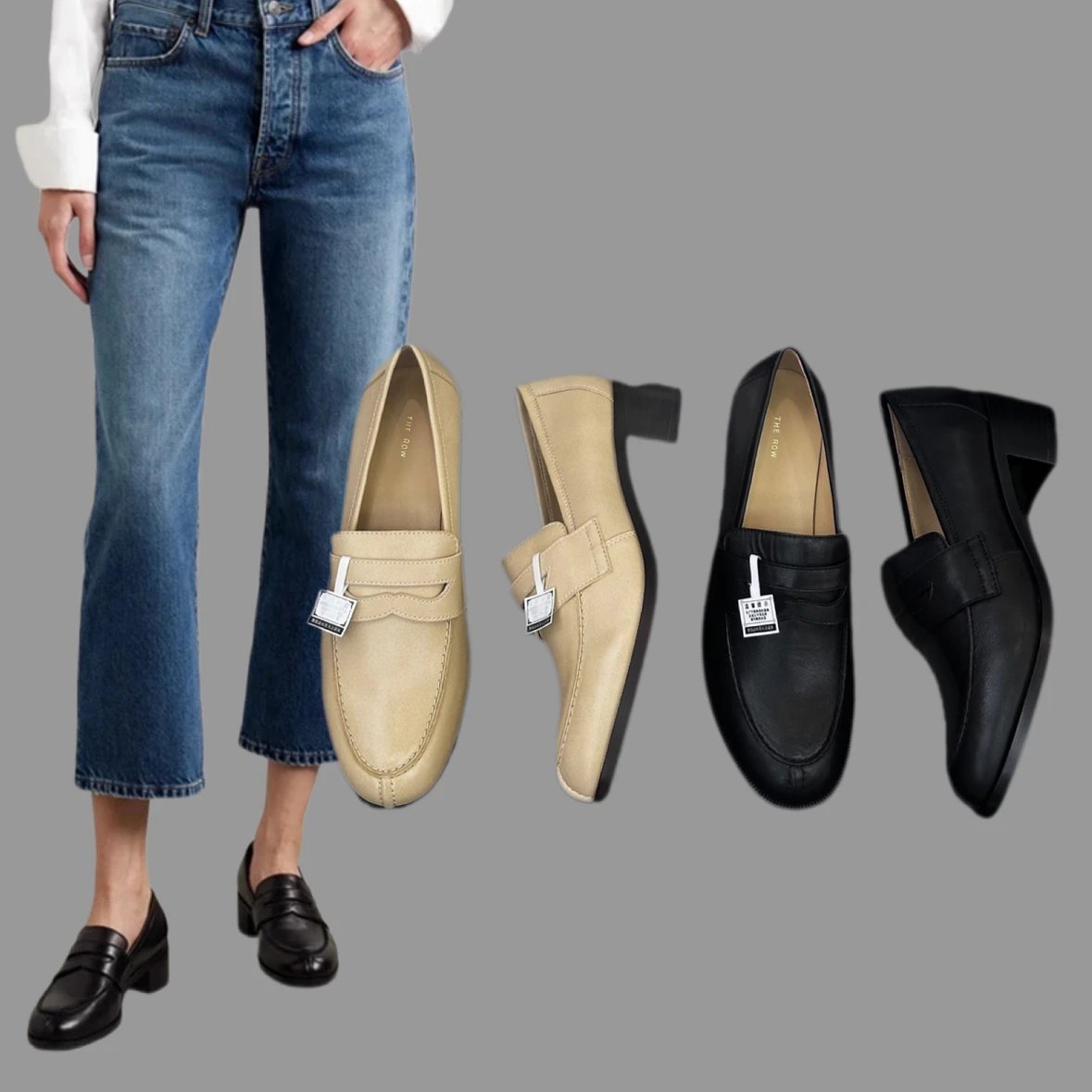 The Row Womens Mid Heel Chunky Leather Loafers