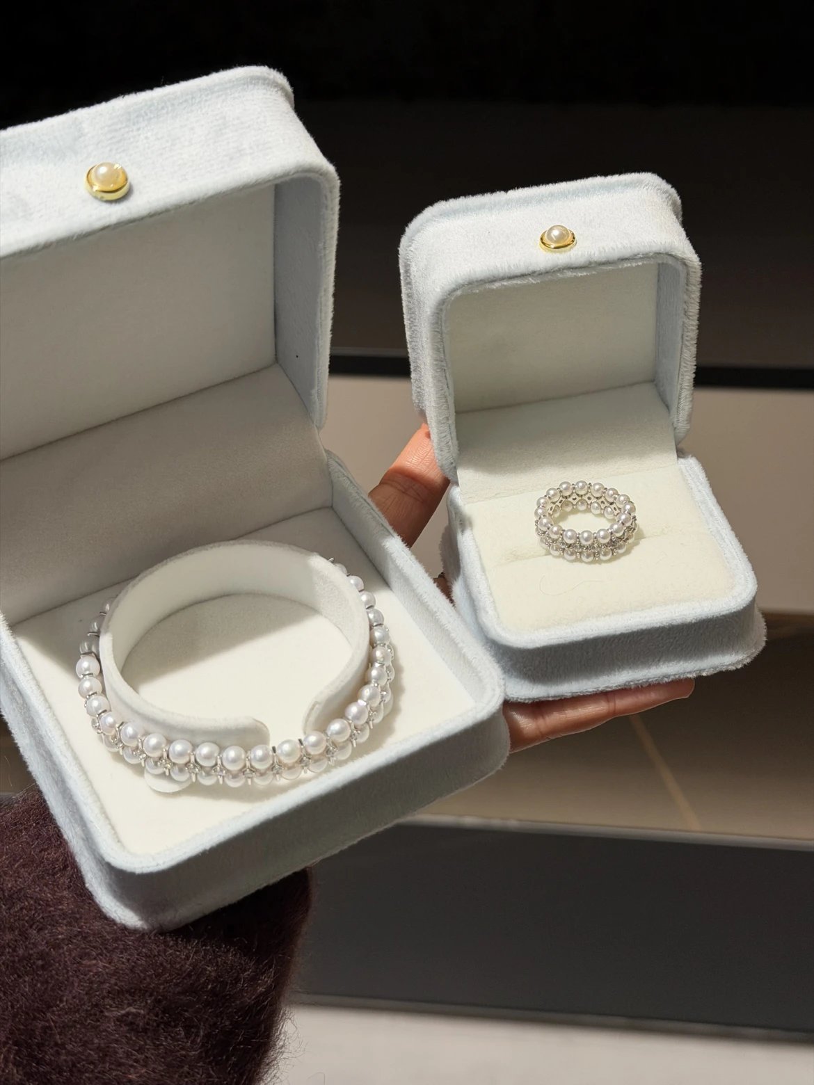 Zhuji Pearl Special 🤍 Highly recommended for hand-made pearls! [Flower Gypsophila Ring XD114/Double-row Bracelet Stretch Version XD77] Natural freshwater pearls are nearly perfectly round and slightly flawless in strong light.
