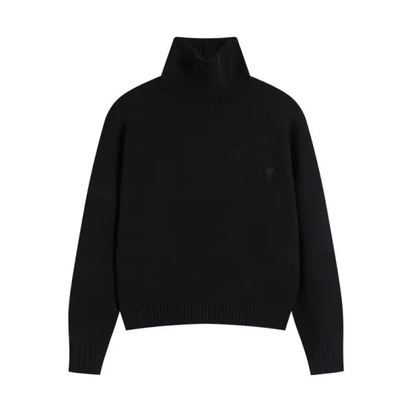 Design High-Neck Ribbed Knit Sweater Forest Green - 12