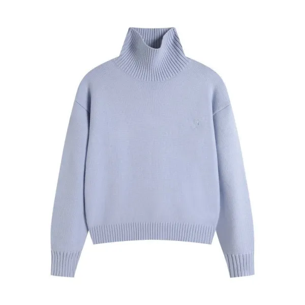 Design High-Neck Ribbed Knit Sweater Forest Green - 11
