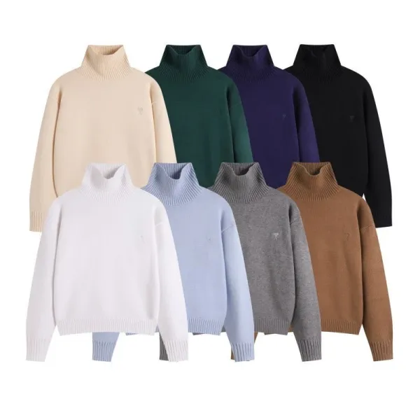 Design High-Neck Ribbed Knit Sweater Forest Green - 4