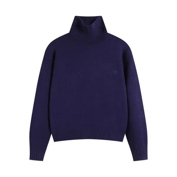 Design High-Neck Ribbed Knit Sweater Forest Green - 8