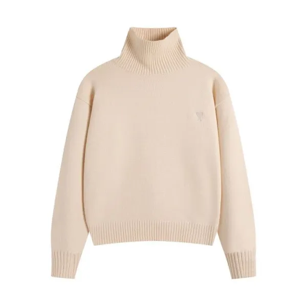 Design High-Neck Ribbed Knit Sweater Forest Green - 13