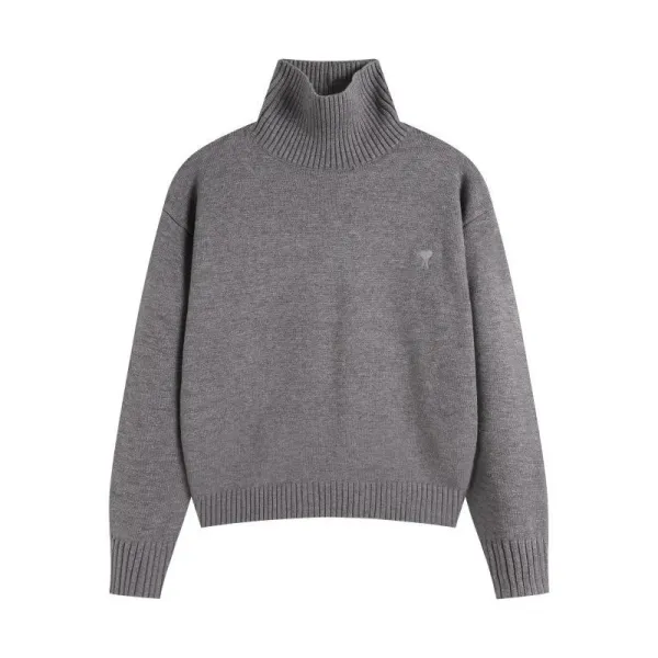 Design High-Neck Ribbed Knit Sweater Forest Green - 6