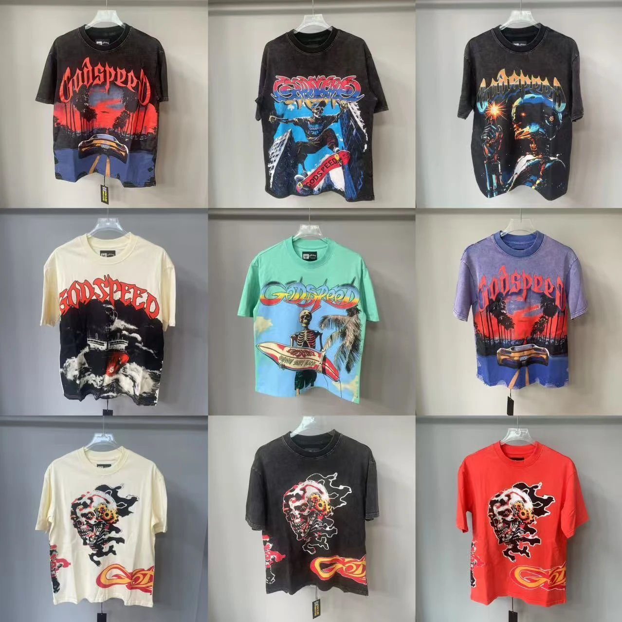 Vintage Distressed Crew Neck Short-Sleeve T-Shirt