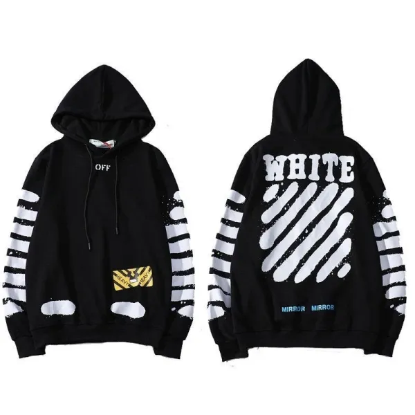 Off-White Diagonal Stripe Hoodie Black - 1