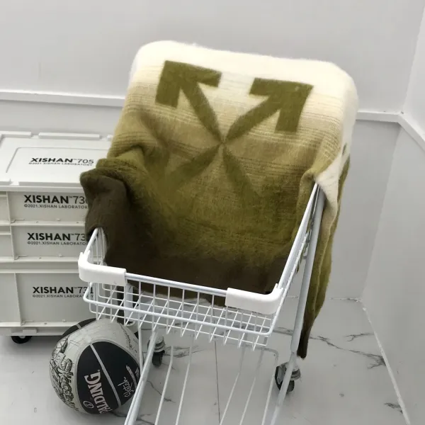 Off-White Arrow Gradient Knit Shawl Olive Green - 1