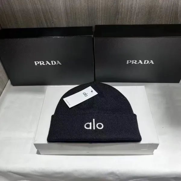 Alo Yoga x Prada Beanie Black Knit Hat - 1