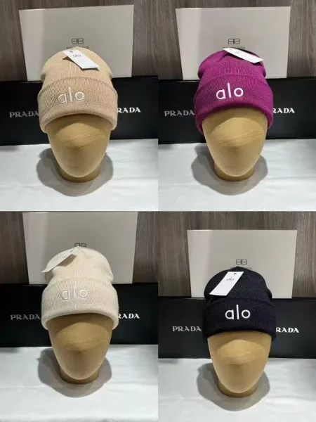 Alo Yoga x Prada Beige Embroidered Beanie Hat - 6