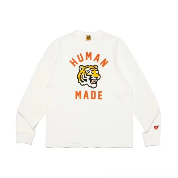 Human Made Tiger Logo Long Sleeve T-Shirt White - 1