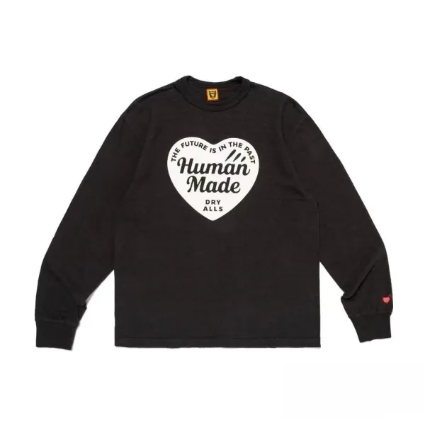 Human Made Heart Logo Long Sleeve T-Shirt Black - 1
